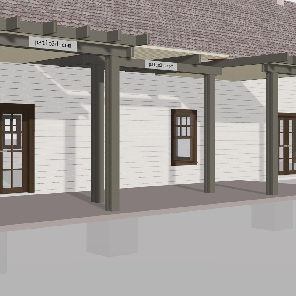 A U-shaped patio cover in the Patio3D 3D view