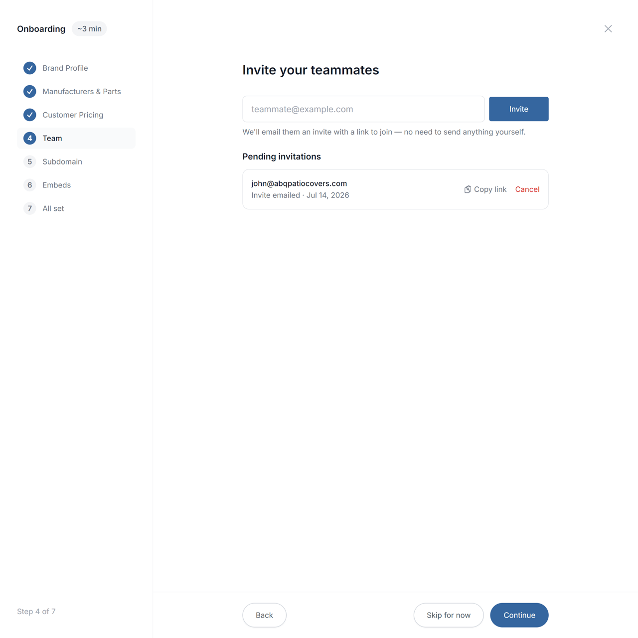 Onboard in ~3 min! — product screenshot