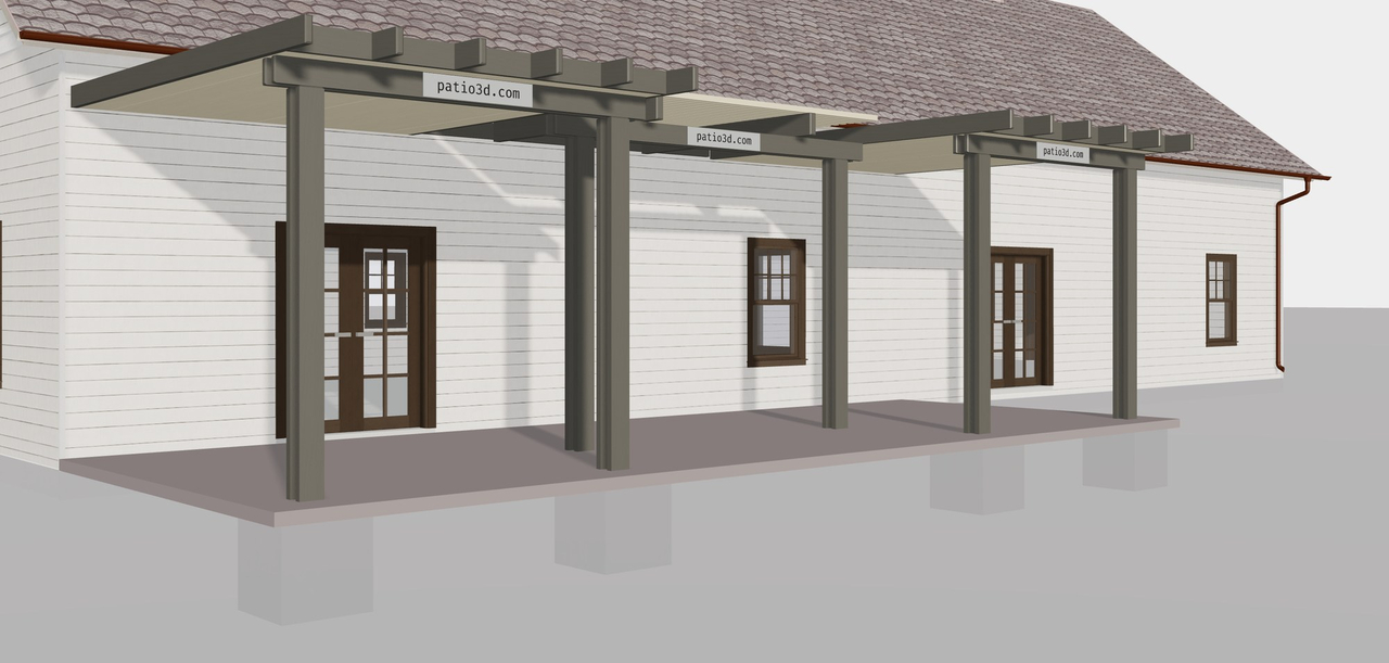 A U-shaped patio cover in the Patio3D 3D view
